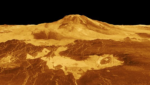 3D-Ansicht des Venus-Vulkans Maat Mons 