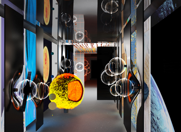 Innenansicht des Wagens 02 "woher + wohin"