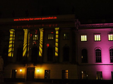 Die Fassade der Berliner Humboldt-Universität ist erleuchtet