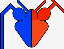 Schematische Darstellung des Herzens mit sauerstoffarmen und -reichen Blut