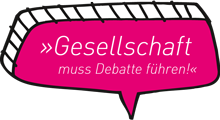Sprechblase "Gesellschaft muss Debatte führen"