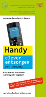 Cover des Flyers bayrischen Handyaktion: Handy clever entsorgen.