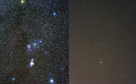 Lichtverschmutzung am Beispiel des Sternbildes Orion