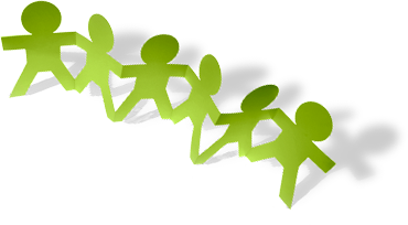 Ausgeschnittene Papiermännchen, die sich an der Hand halten