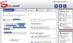 Das Foto zeigt einen Screenshot der Anwendung S-Mobil.