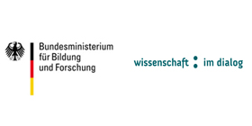 Zwei Logos auf vor einem weißen Hintergrund: Bundesministerium für Bildung und Forschung und Wissenschaft im Dialog
