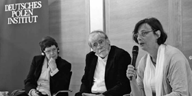Das Foto zeigt drei Referenten: Prof. Dr. Rita Süssmuth, Reinhold Vetter, Irena Wóycicka