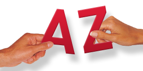 Illustration: Zwei Hände halten die beiden Buchstaben A und Z hoch