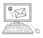 Illustration: Computer mit E-Mail-Symbol