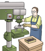 Illustration: Mann bedient Maschine