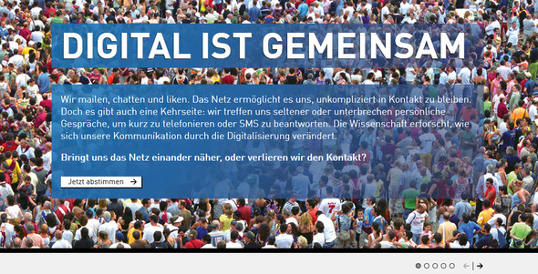 Screenshot des großen Bühnenbereichs der Startseite