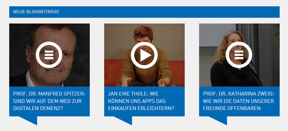 Screenshots des Bereichs Blogbeiträge auf der Startseite