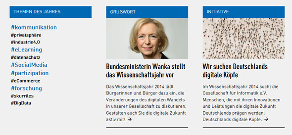 Screenshots des unteren Bereichs der Startseite