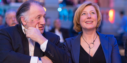 Gesche Joost neben Peter Weibel bei der Auftaktveranstaltung