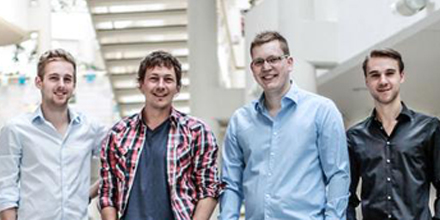 Die vier App-Entwickler: Niklas Priddat, Dennis Ortmann, David Reher und Patrick Schramowski (v. l.)