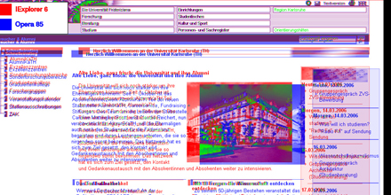 Farbige Markierungen zeigen Unterschiede der Darstellung auf HTML-Seiten in verschiedenen Formaten an.