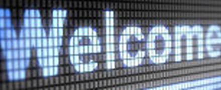 Welcome slogan on a display