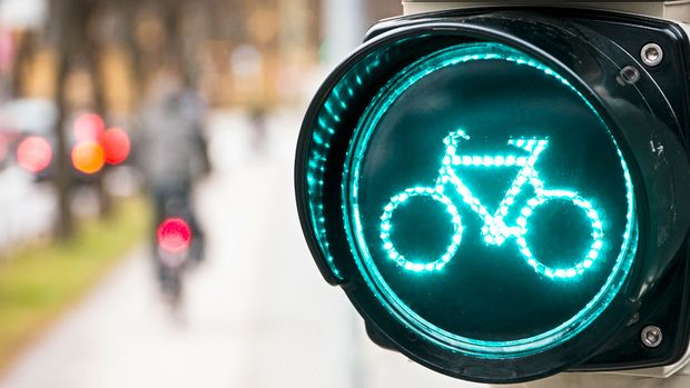 Grüne Amepl für Fahrradfahrer