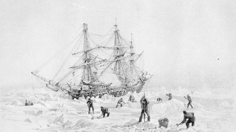 Bild der HMS Terror, gezeichnet von Kapitän George Back