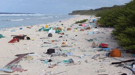 Foto des East Beach auf Henderson Island: Müll überall.