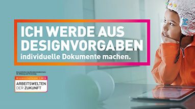 Bild einer eines Mädchen im Astronautenkostüm, die in die Zukunft blickt.