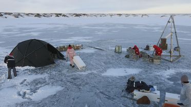 Foto einer Probebohrung im Permafrost-Boden
