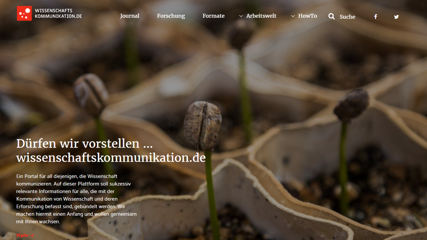 Foto, das die neue Website wissenschaftskommunikation.de zeigt.