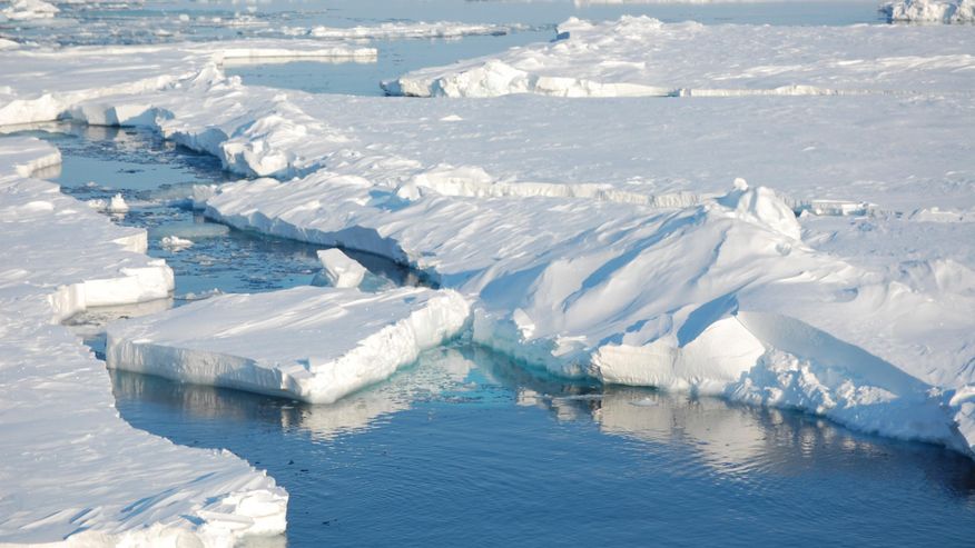 Foto von schmelzendem Packeis auf dem arktischen Ozean