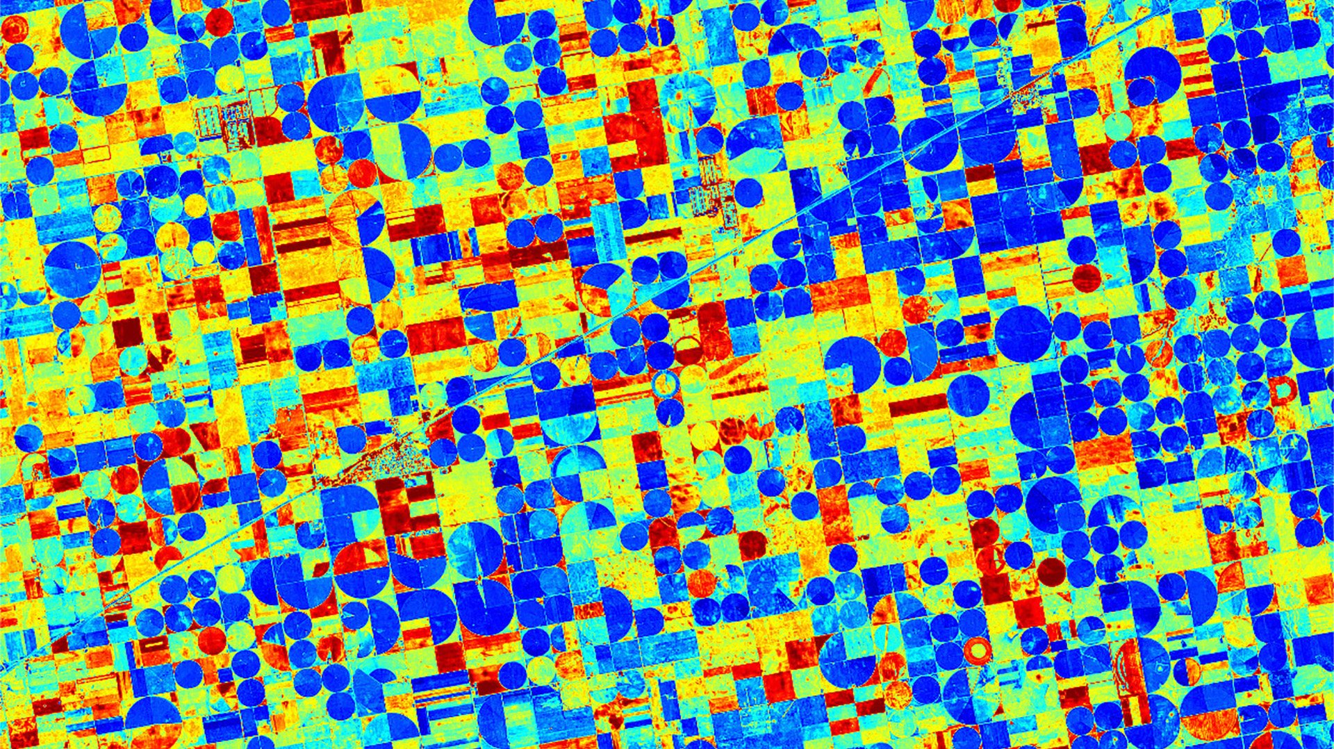 Satellitenbild von landwirtschaftlichen Flächen mit Wärmebildkamera © ConstellR
