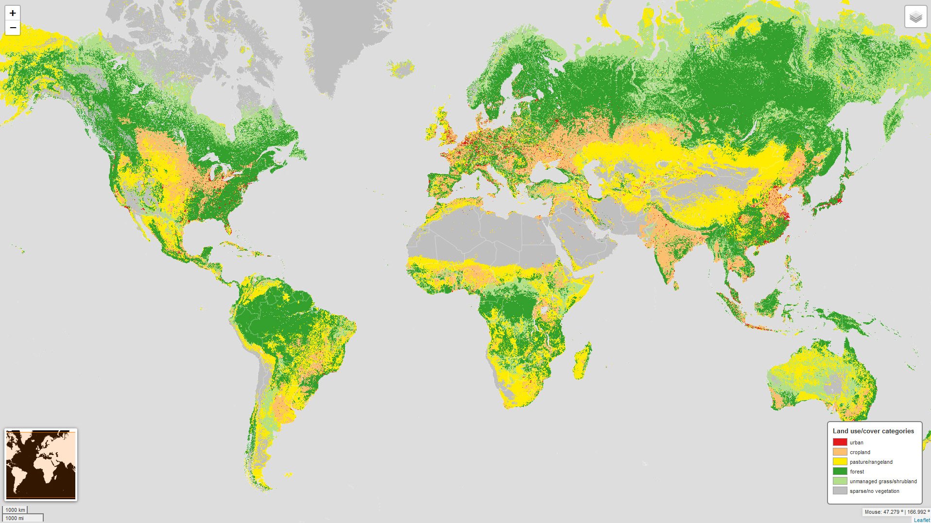 Abbildung einer Karte, die veränderte Landnutzung aufzeigt