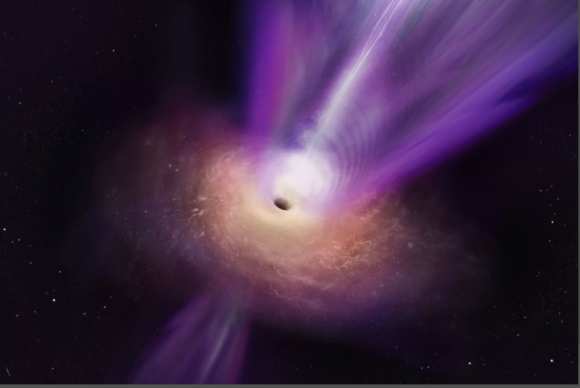 Heller Strudel im All, der Strahlen aussendet