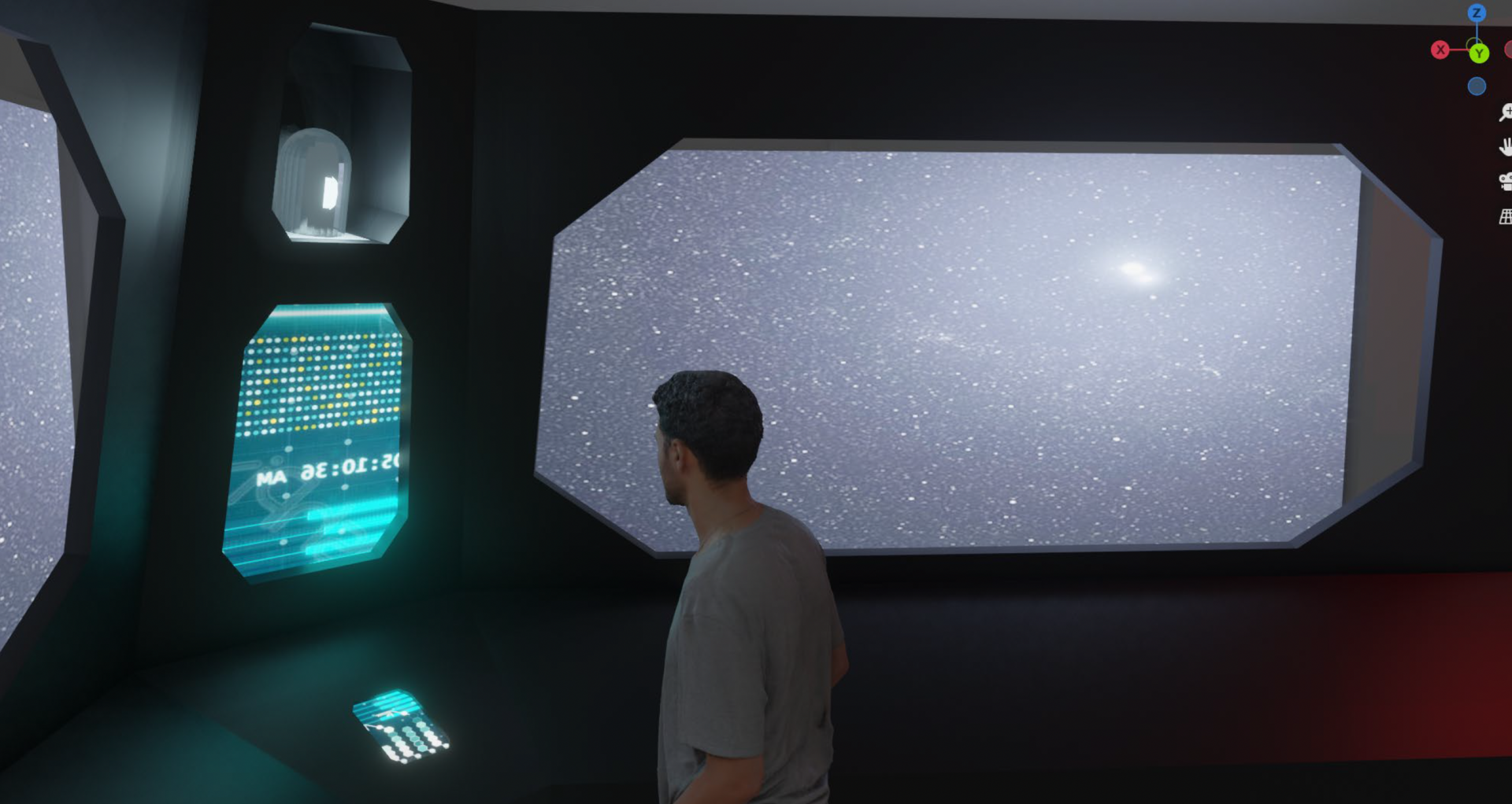 Ein Bild des Cockpits mit einer Beispielperson.