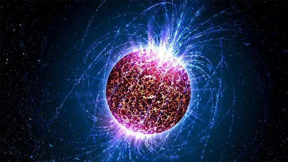 Neutronenstern auf schwarzem Hintergrund.