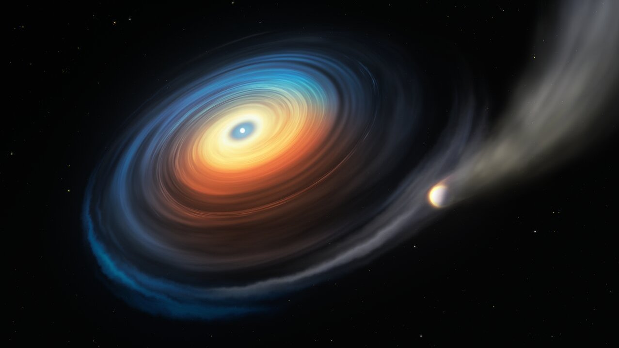 Künstlerische Darstellung des Systems WDJ0914+1914.