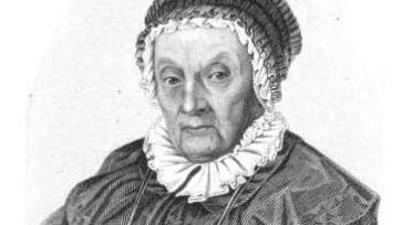 Ein schwarz-weiß Porträt von Caroline Herschel.