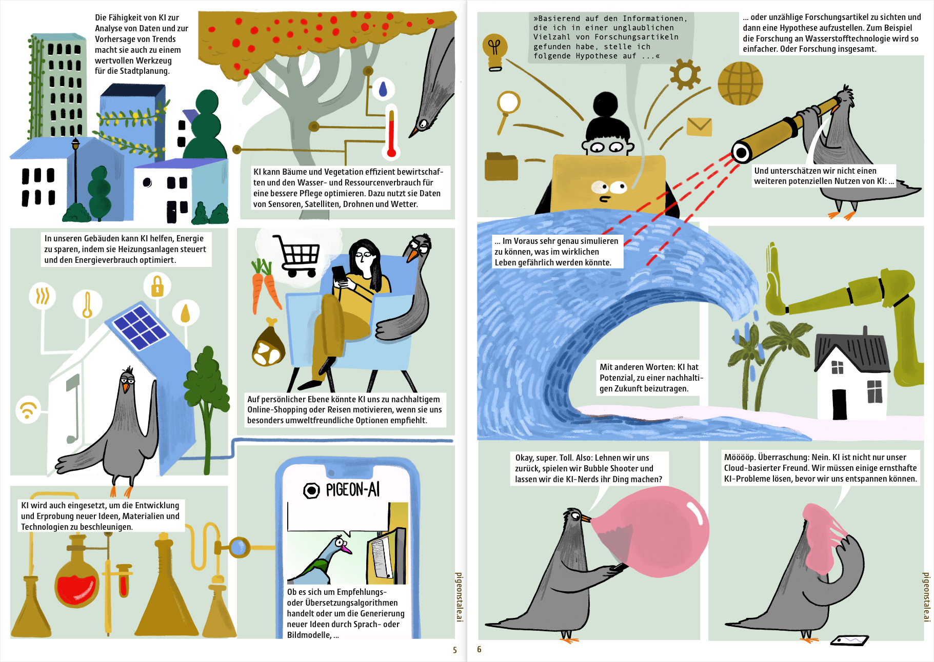 Doppelseite 5 der Graphic Novel „A Pigeon's Tale“.