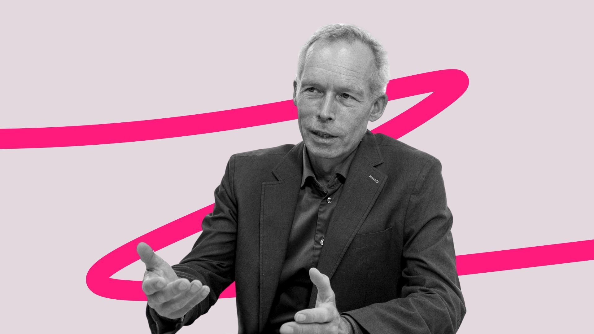 Prof. Dr. Johan Rocksträm vor der rosa Linie.
