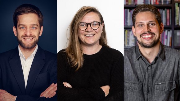 Die Portraits der drei Geehrten des DAAD-Grundwertepreises 2024 nebeneinander.