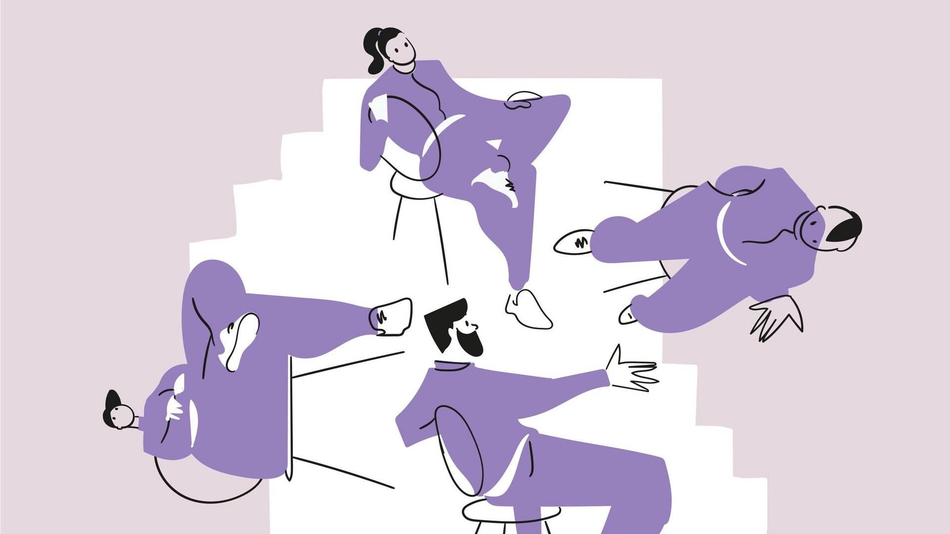 Illustration von Inhaftierten in einem Stuhlkreis.