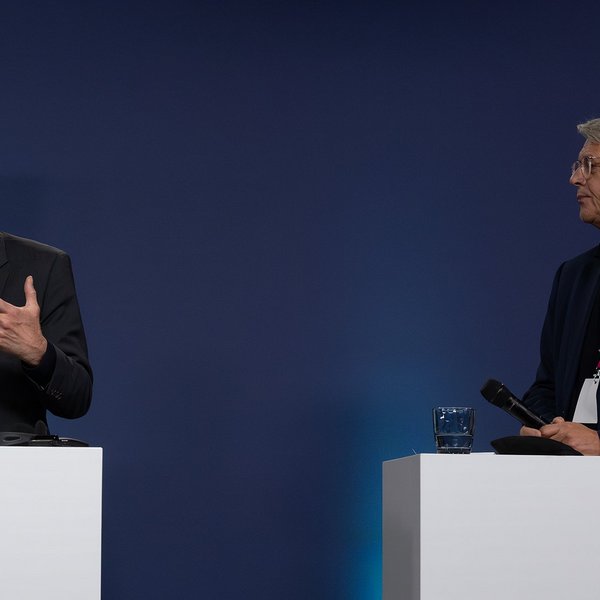 Professor Johan Rockström und Dr. Volker Meyer-Guckel im Podiumsgespräch.