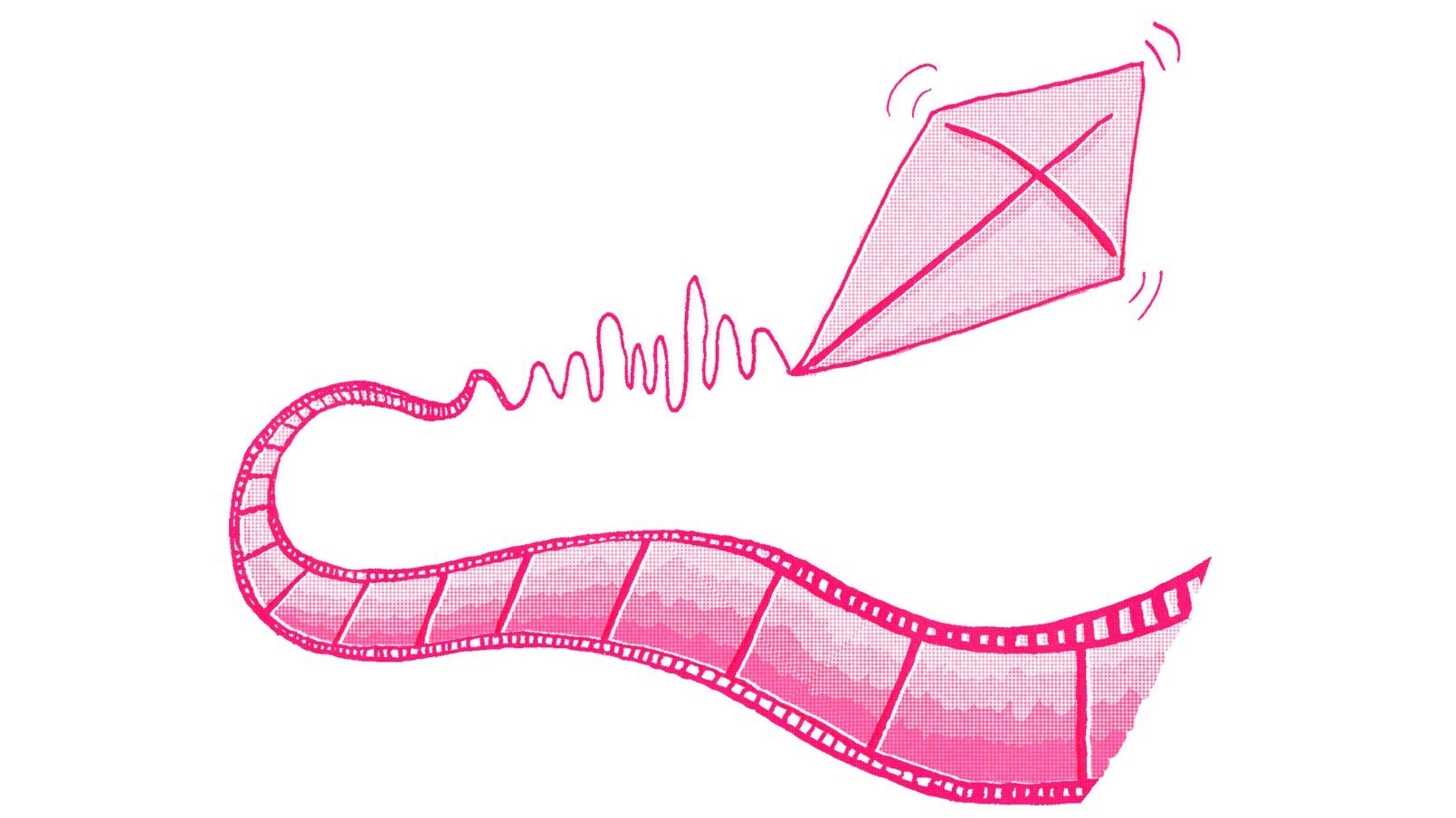 Illustration eines rosafarbenen, gebastelten Drachen