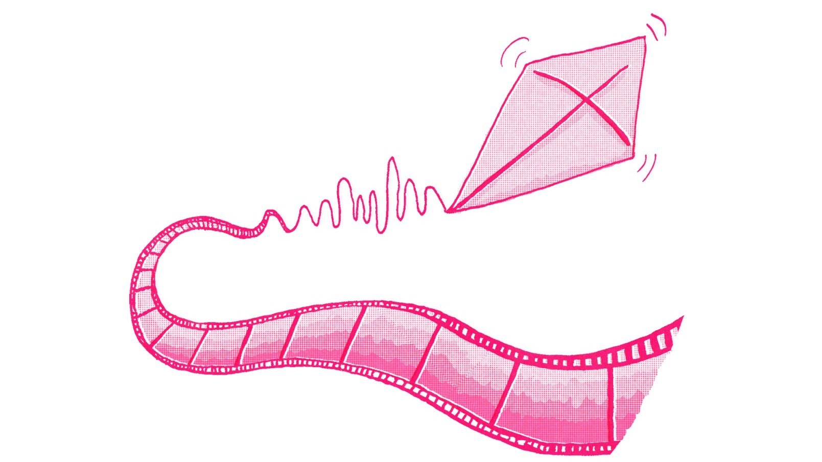 Illustration eines rosafarbenen, gebastelten Drachen