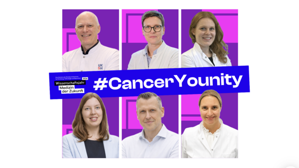 Collage aus sechs Porträtfotos der Projektverantwortlichen von CancerYounity
