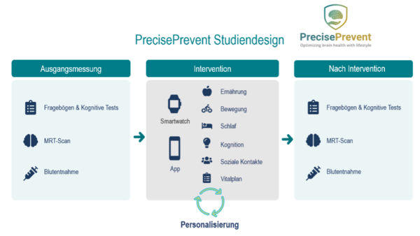Darstellung des Studiendesigns des Projekts „PrecisePrevent“.