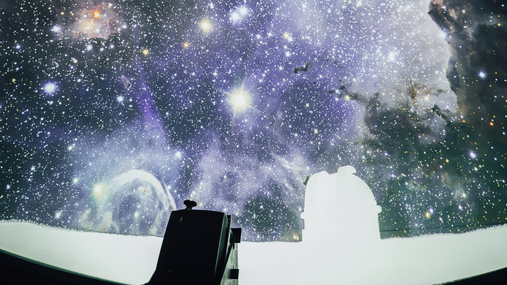 Bild eines Sternenhimmels aus dem Planetariumszelt