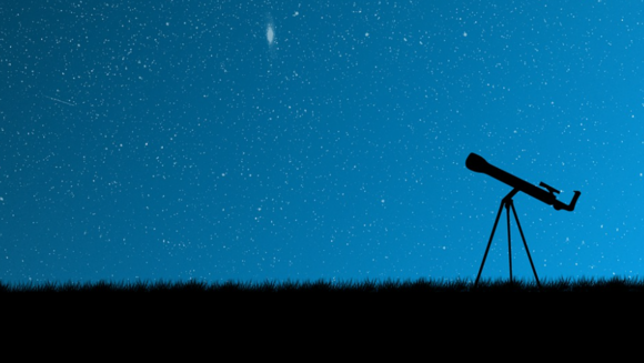Ein Teleskop vor einem nächtlichen Sternenhimmel