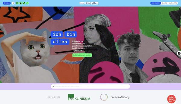 Die Startseite des Portals ich-bin-alles.de.