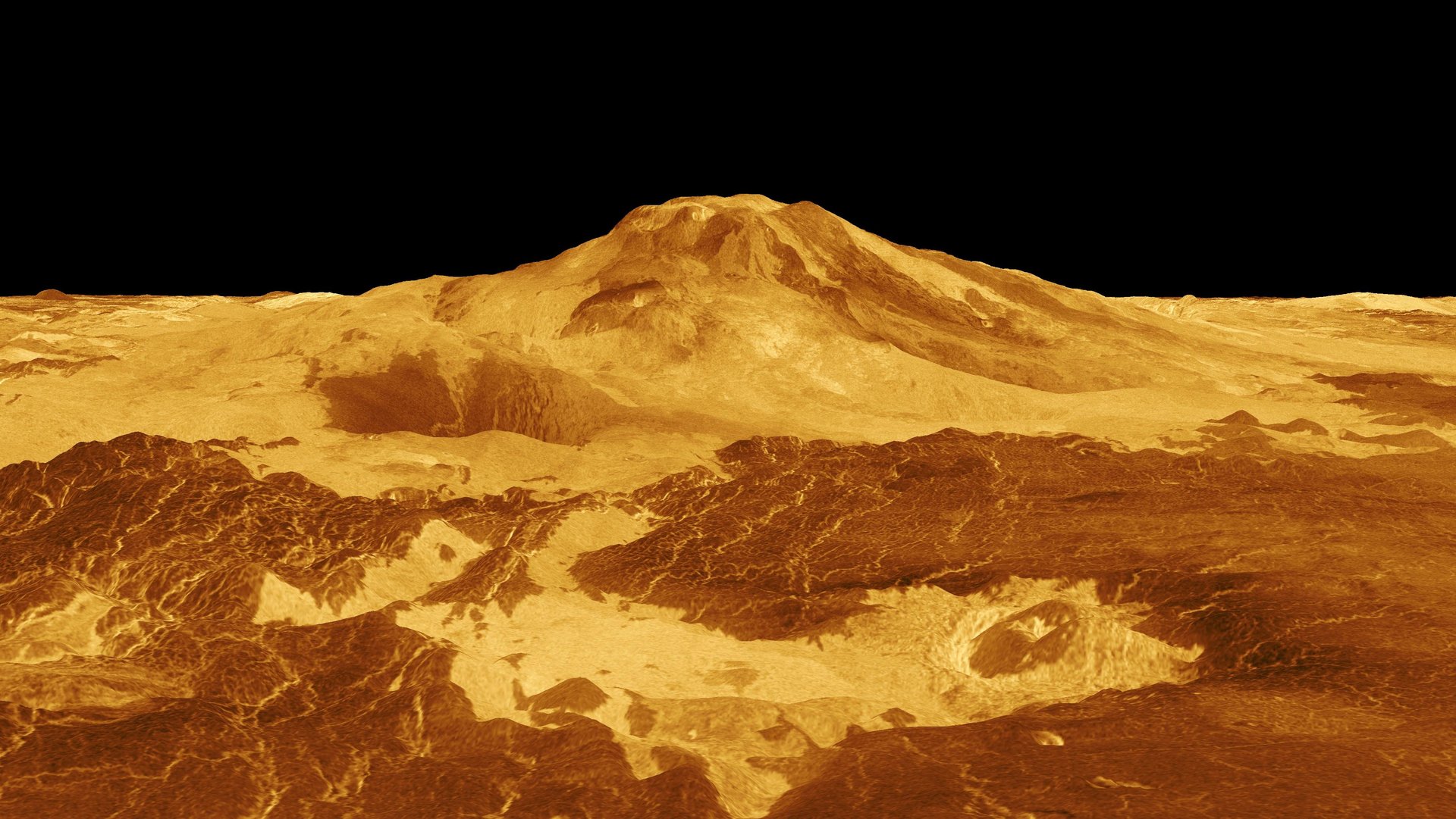 3D-Ansicht des Venus-Vulkans Maat Mons 