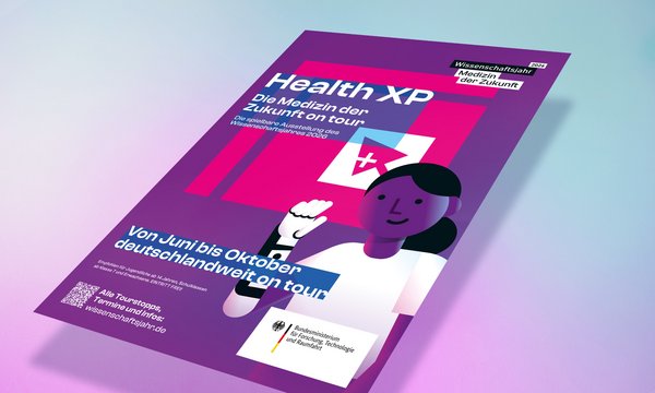 Abbildung des Plakats zur Ankündigung der Health XP – Medizin on tour.