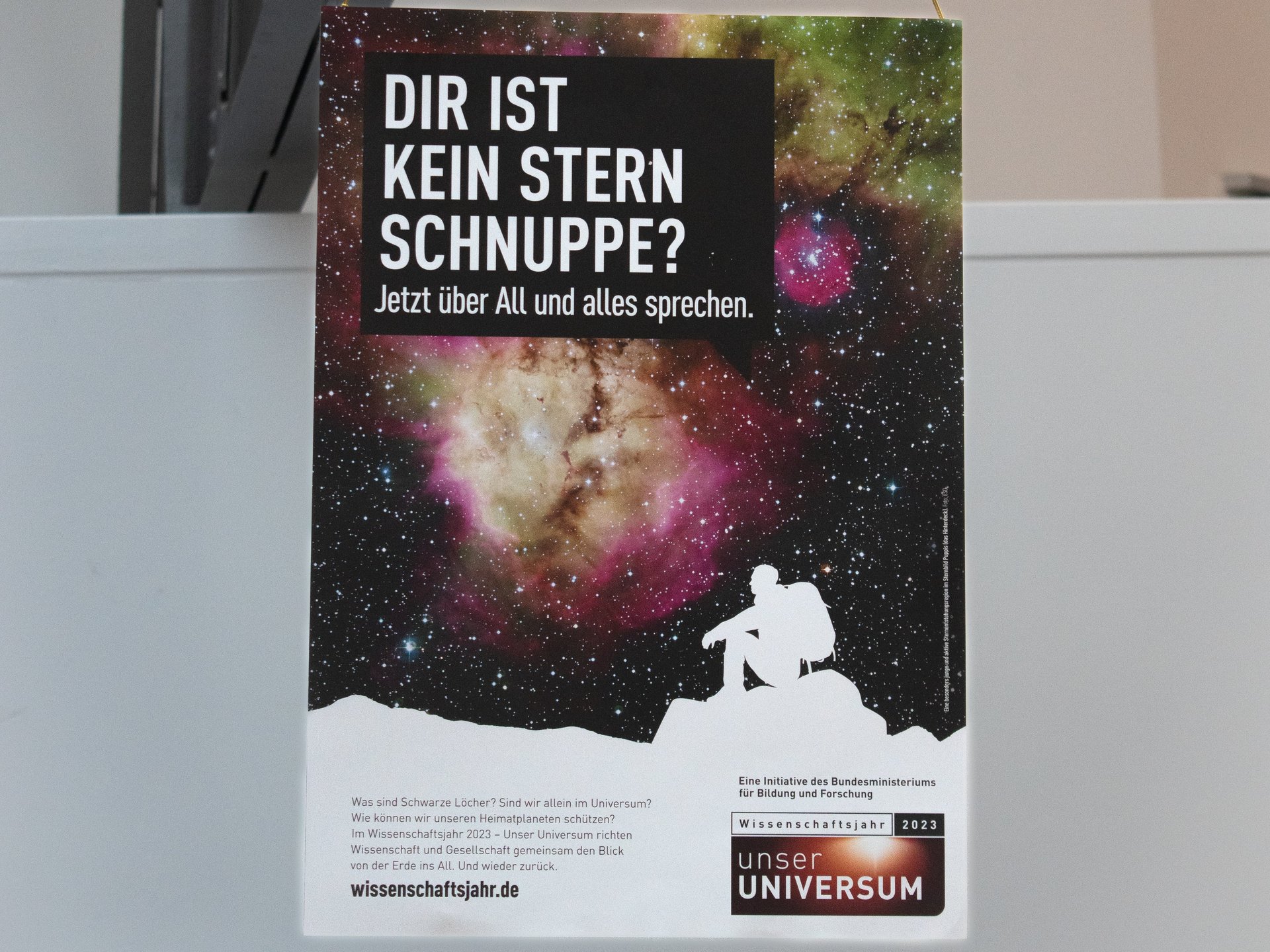 Das Plakat "Dir ist kein Stern schnuppe" aus dem Wissenschaftsjahr 2023 – Unser Universum. 